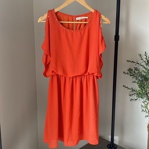 Blu Pepper Orange Dress w/ gold details, Size Small